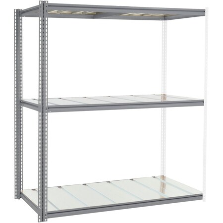 Global Industrial High Cap. Add-On Rack 72Wx36Dx84H 3 Levels Steel Deck 1000lb Per Level GRY 581017GY